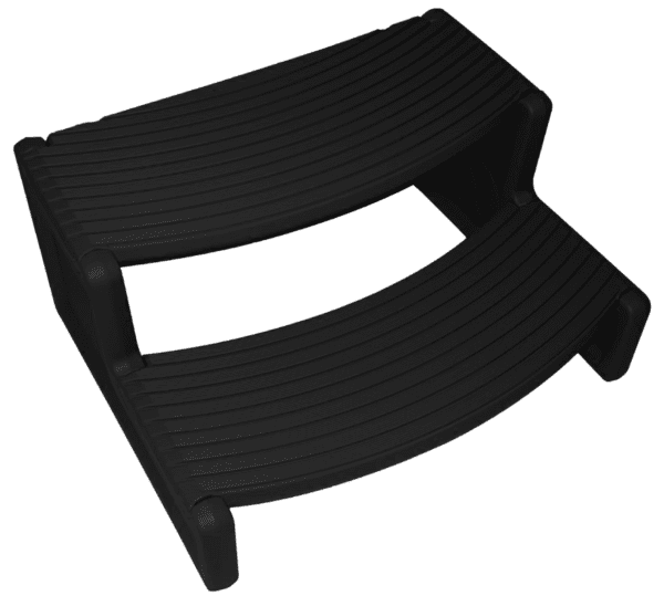 Confer Plastics Handi-Step Spa Steps in Black on a white background.